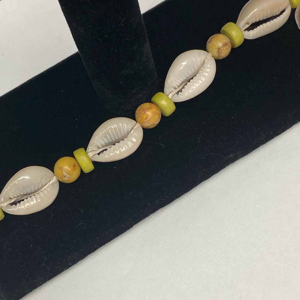 Unisex Tie on Impression Jasper Hemp Bracelet or Anklet with Wood Bead Detail